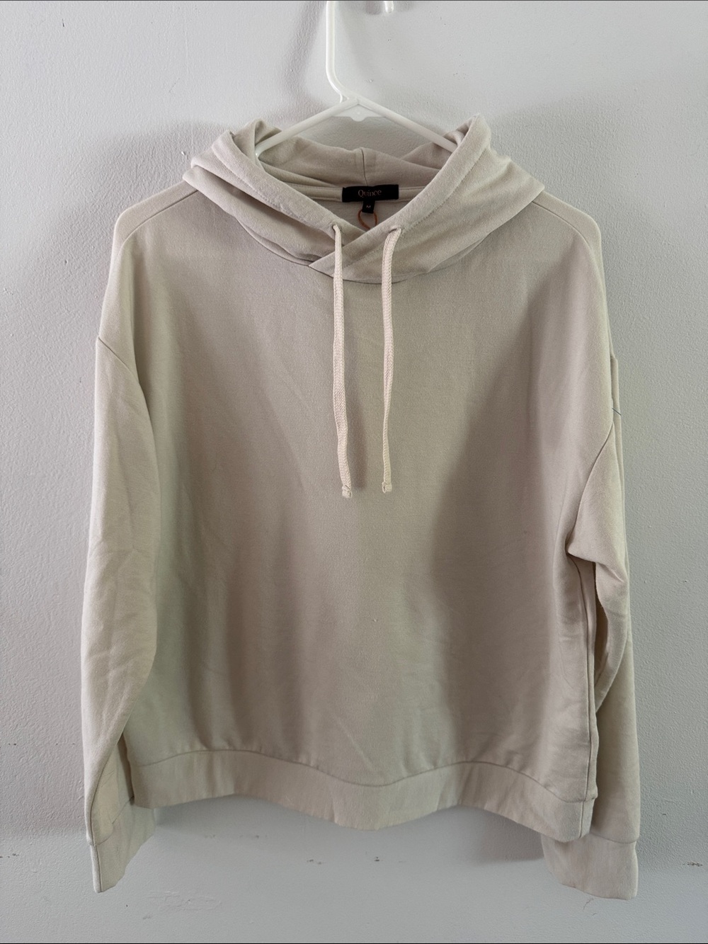 Quince Cream Pullover Hoodie with Drawstring Sz M